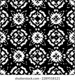  Grunge background with abstract shapes. Black and white texture. Seamless monochrome repeating pattern  for decor, fabric, cloth.