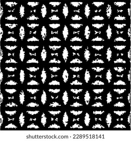  Grunge background with abstract shapes. Black and white texture. Seamless monochrome repeating pattern  for decor, fabric, cloth.