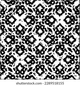  brüchiger Hintergrund mit abstrakten Formen. Schwarz-Weiß-Textur. Nahtlose, monochrome Wiederholung für Dekoration, Stoff, Stoff.