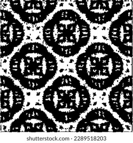  Grunge background with abstract shapes. Black and white texture. Seamless monochrome repeating pattern  for decor, fabric, cloth.