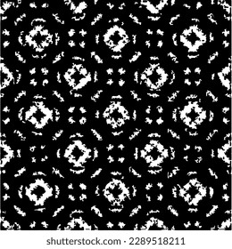  Grunge el fondo con formas abstractas. Textura en blanco y negro. Patrón de repetición monocromático sin inconvenientes para la decoración, la tela, la tela.