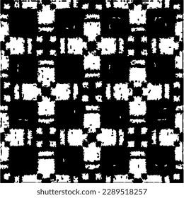  Grunge background with abstract shapes. Black and white texture. Seamless monochrome repeating pattern  for decor, fabric, cloth.