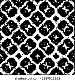  Grunge background with abstract shapes. Black and white texture. Seamless monochrome repeating pattern  for decor, fabric, cloth.