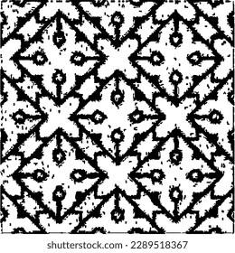 Grunge background with abstract shapes. Black and white texture. Seamless monochrome repeating pattern  for decor, fabric, cloth.