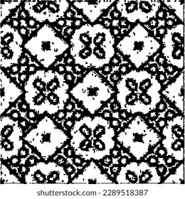 brüchiger Hintergrund mit abstrakten Formen. Schwarz-Weiß-Textur. Nahtlose, monochrome Wiederholung für Dekoration, Stoff, Stoff.