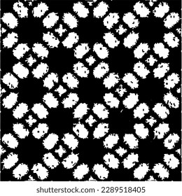  Grunge background with abstract shapes. Black and white texture. Seamless monochrome repeating pattern  for decor, fabric, cloth.