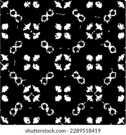  Grunge background with abstract shapes. Black and white texture. Seamless monochrome repeating pattern  for decor, fabric, cloth.
