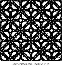  Grunge background with abstract shapes. Black and white texture. Seamless monochrome repeating pattern  for decor, fabric, cloth.