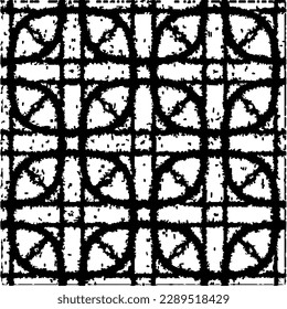 Grunge el fondo con formas abstractas. Textura en blanco y negro. Patrón de repetición monocromático sin inconvenientes para la decoración, la tela, la tela.