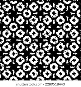  Grunge background with abstract shapes. Black and white texture. Seamless monochrome repeating pattern  for decor, fabric, cloth.