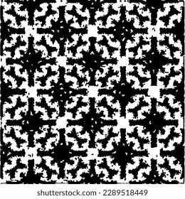  Grunge el fondo con formas abstractas. Textura en blanco y negro. Patrón de repetición monocromático sin inconvenientes para la decoración, la tela, la tela.