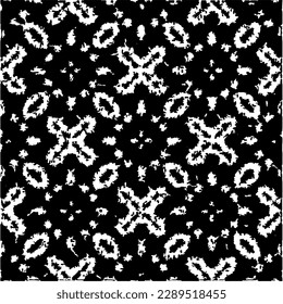  Grunge el fondo con formas abstractas. Textura en blanco y negro. Patrón de repetición monocromático sin inconvenientes para la decoración, la tela, la tela.