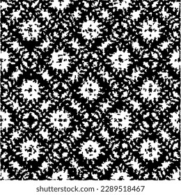  Grunge background with abstract shapes. Black and white texture. Seamless monochrome repeating pattern  for decor, fabric, cloth.