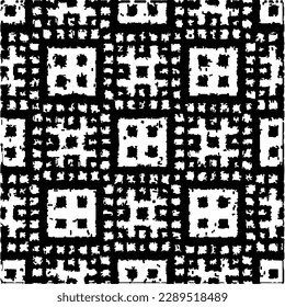  Grunge background with abstract shapes. Black and white texture. Seamless monochrome repeating pattern  for decor, fabric, cloth.