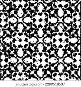  Grunge el fondo con formas abstractas. Textura en blanco y negro. Patrón de repetición monocromático sin inconvenientes para la decoración, la tela, la tela.
