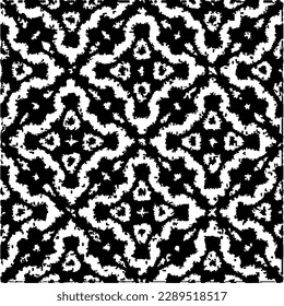  Grunge background with abstract shapes. Black and white texture. Seamless monochrome repeating pattern  for decor, fabric, cloth.