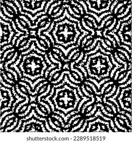  Grunge background with abstract shapes. Black and white texture. Seamless monochrome repeating pattern  for decor, fabric, cloth.