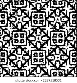  brüchiger Hintergrund mit abstrakten Formen. Schwarz-Weiß-Textur. Nahtlose, monochrome Wiederholung für Dekoration, Stoff, Stoff.