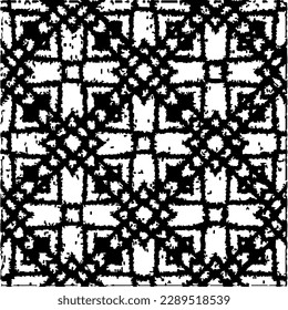  Grunge background with abstract shapes. Black and white texture. Seamless monochrome repeating pattern  for decor, fabric, cloth.