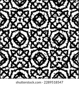  Grunge el fondo con formas abstractas. Textura en blanco y negro. Patrón de repetición monocromático sin inconvenientes para la decoración, la tela, la tela.