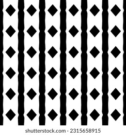 
 Grunge background with abstract shapes. Black and white texture. Seamless monochrome repeating pattern  for decor, fabric, cloth.