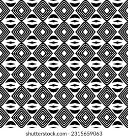 
 Grunge background with abstract shapes. Black and white texture. Seamless monochrome repeating pattern  for decor, fabric, cloth.