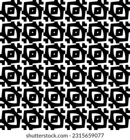 
 Grunge background with abstract shapes. Black and white texture. Seamless monochrome repeating pattern  for decor, fabric, cloth.