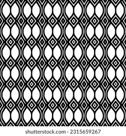 
 Grunge background with abstract shapes. Black and white texture. Seamless monochrome repeating pattern  for decor, fabric, cloth.