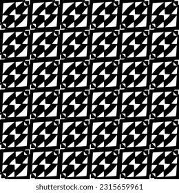 
 Grunge background with abstract shapes. Black and white texture. Seamless monochrome repeating pattern  for decor, fabric, cloth.