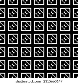 
 Grunge background with abstract shapes. Black and white texture. Seamless monochrome repeating pattern  for decor, fabric, cloth.
