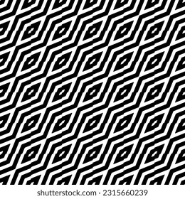  Grunge background with abstract shapes. Black and white texture. Seamless monochrome repeating pattern  for decor, fabric, cloth.