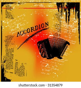 grunge background with an accordion