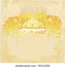 grunge background with African fauna and flora