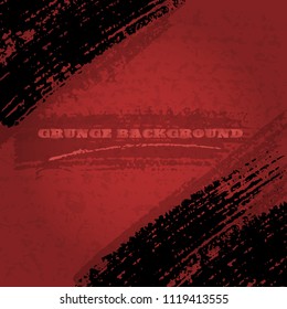 Grunge background for artistic design element. Black distress overlay texture on red background.