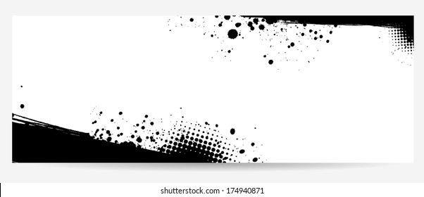 Grunge background banner in black and white colors