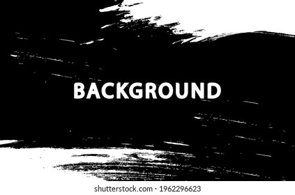 Plantilla de banner de fondo de fondo. Pincel pintura negra trazo textura abstracta. Ilustración vectorial.