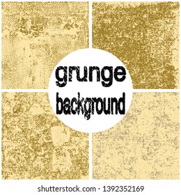 Grunge background beige. Vector pattern of worn surface. Set of old vintage textures