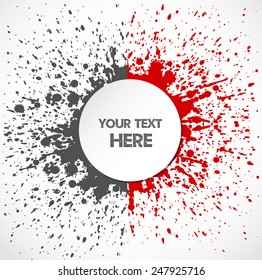 Grunge background with a big two-color splash and place for your text. Abstract Vector illustration with red and black splashes.