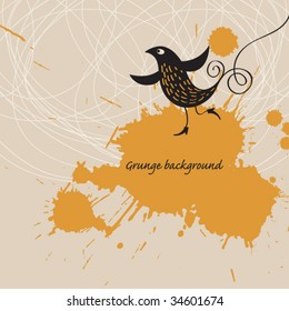 grunge background with birdie