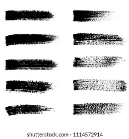Grunge background with black brush strokes for artistic design elements. Hand made creative abstract paint brush stroke