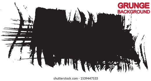 Grunge background black isolated on white. Ink stain. Template for inserting text. Abstract paint trail