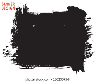 Grunge background black isolated on white. Ink stain. Template for inserting text. Abstract paint trail