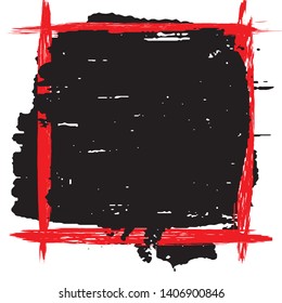 Grunge background of black and red paint strokes