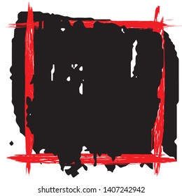Grunge background of black and red paint strokes