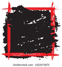 Grunge background of black and red paint strokes