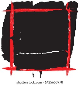 Grunge background of black and red paint strokes