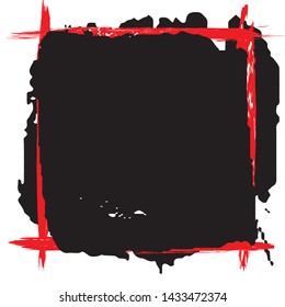 Grunge background of black and red paint strokes