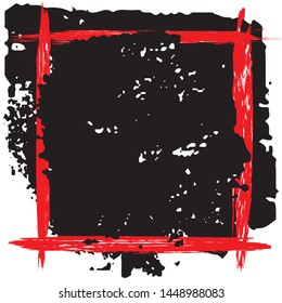 Grunge background of black and red paint strokes