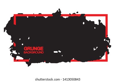 Grunge background black spot with red frame