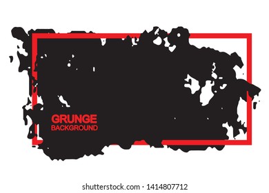 Grunge background black spot with red frame
